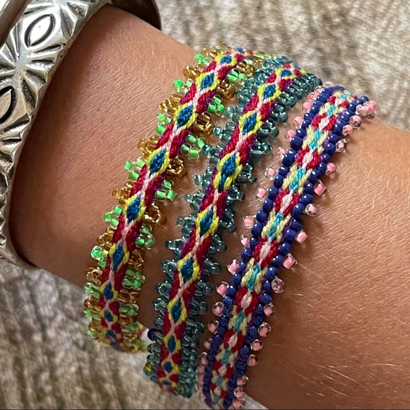 THREE Handwoven and Beaded Peruvian Festival Friendship Bohemian Bracelets - Picture 1 of 5